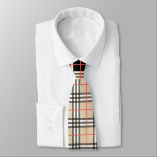 Beige Pset Tartan Gecontroleerd Patroon Patroon Pa Stropdas
