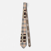 Beige Pset Tartan Gecontroleerd Patroon Patroon Pa Stropdas (Voorkant)
