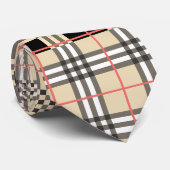 Beige Pset Tartan Gecontroleerd Patroon Patroon Pa Stropdas (Opgerold)