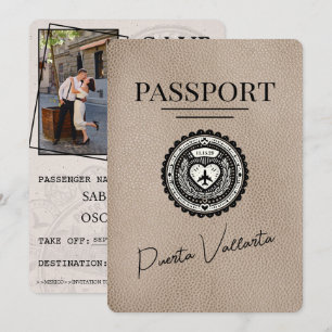Beige Puerta Vallarta Paspoort Bewaar de datum Save The Date
