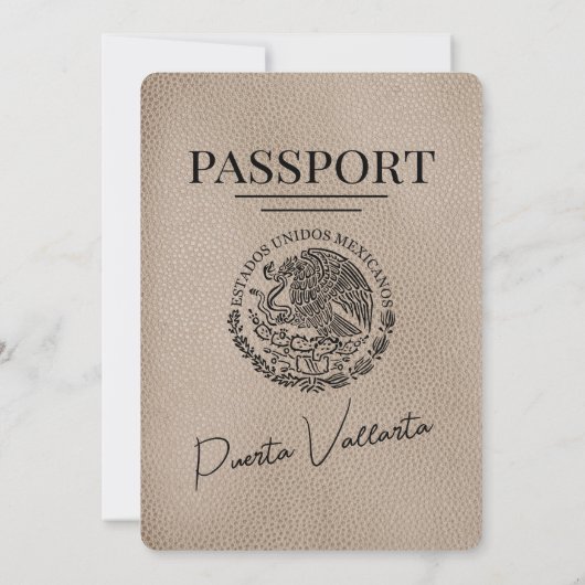 Beige Puerta Vallarta Passport bruiloft Kaart (Achterkant)