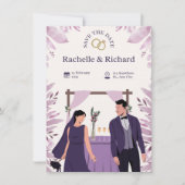 Beige & Purple Animated Wedding Invitation Kaart (Voorkant)