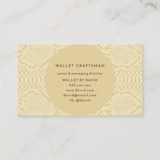 Beige Python Skin Visitekaartje (Achterkant)