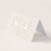 Beige QR-code gevouwen Visitekaartje minimalistisc (Voorkant)