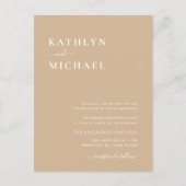 Beige QR-code in één modern minimalistisch huwelij Uitnodiging Briefkaart (Voorkant)