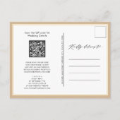 Beige QR-code in één modern script Uitnodiging Briefkaart (Achterkant)