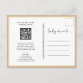 Beige QR-code in één modern script Uitnodiging Briefkaart (Achterkant)