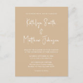 Beige QR-code in één modern script Uitnodiging Briefkaart (Voorkant)