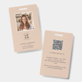 Beige QR-code moderne minimale foto abstract Badge (Voor- en achterkant)