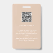 Beige QR-code moderne minimalistische foto abstrac Badge (Achterkant)