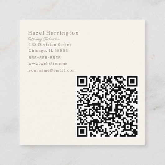 Beige QR Code Neutraal Visitekaartje Minimalist (Achterkant)
