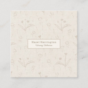 Beige QR Code Neutraal Visitekaartje Minimalist