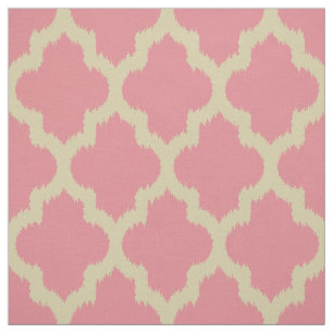 Beige Quatrefoil Ikat & Custom Pink Background Stof