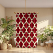 Beige Quatrefoil Ikat Patroon Bourgondische achter Douchegordijn