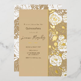 Beige Quinceañera folie uitnodiging