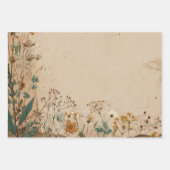 Beige Rand Landelijk Bohoemien Wilde Bloem Inpakpapier Vel (Voorkant)