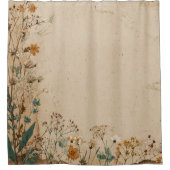 Beige rand rustieke boho wilde bloem douchegordijn (Voorkant)