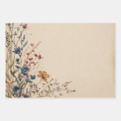 Beige Rand Rustieke Boho Wilde Bloem Inpakpapier Vel (Voorkant 2)