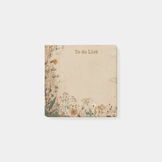 Beige rand rustieke boho wilde bloem  post-it® notes (Voorkant)