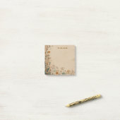 Beige rand rustieke boho wilde bloem  post-it® notes (Op bureau)