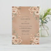 Beige Ranunculus Eucalyptus Bruiloft Kaart (Staand voorkant)