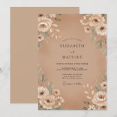 Beige Ranunculus Eucalyptus Bruiloft Kaart (Voorkant / Achterkant)