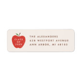 Beige Red Apple Preschool Graduation Address Label (Voorkant)