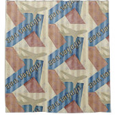  beige Red & Blue Abstract Bon Reisage Douchegordijn (Voorkant)