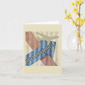 beige Red & Blue Abstract Bon Reisage Kaart (Gele Bloem)