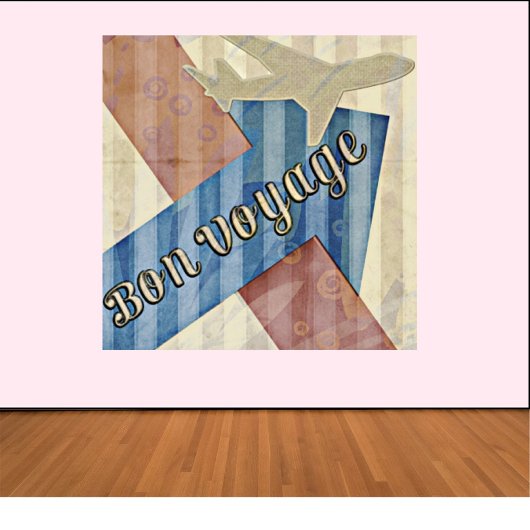 beige Red & Blue Abstract Bon Reisage Poster
