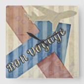 beige Red & Blue Abstract Bon Reisage Vierkante Klok (Voorkant)