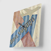 beige Red & Blue Abstract Bon Reisage Vierkante Klok (Hoek)