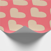 Beige Red Cute Simple Heart Patroon Cadeaupapier (Hoek)