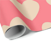Beige Red Cute Simple Heart Patroon Cadeaupapier (Rol Hoek)