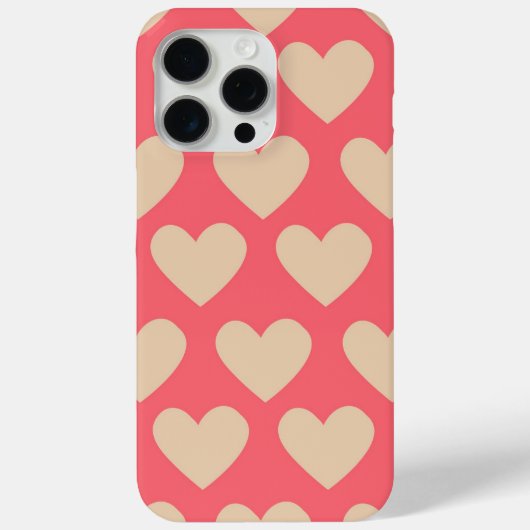 Beige Red Cute Simple Heart Patroon Case-Mate iPhone Case (Achterkant)