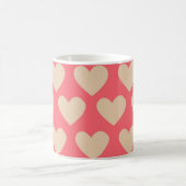 Beige Red Cute Simple Heart Patroon Koffiemok (Center)