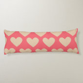 Beige Red Cute Simple Heart Patroon Lichaamskussen (Achterkant)