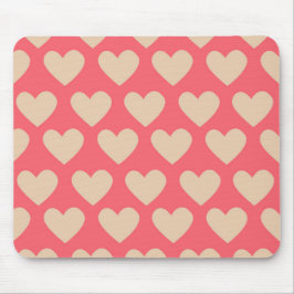 Beige Red Cute Simple Heart Patroon Muismat