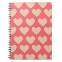 Beige Red Cute Simple Heart Patroon Notitieboek