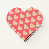 Beige Red Cute Simple Heart Patroon Notitieboek (Achterkant)