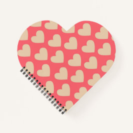 Beige Red Cute Simple Heart Patroon Notitieboek
