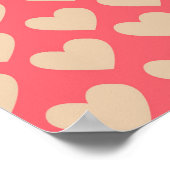 Beige Red Cute Simple Heart Patroon Poster (Hoek)