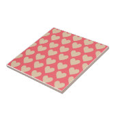 Beige Red Cute Simple Heart Patroon Tegeltje (Zijkant)