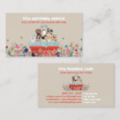Beige Red Dog Grooming Bath Bed Floral Visitekaartje (Voorkant / Achterkant)