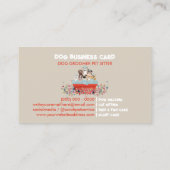 Beige Red Dog Grooming Bath Bed Floral Visitekaartje (Achterkant)