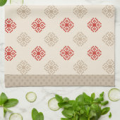 Beige/Red Geometric Diamond Kitchen Towel Theedoek (Gevouwen)