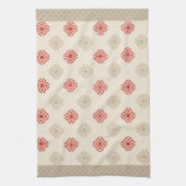 Beige/Red Geometric Diamond Kitchen Towel Theedoek (Verticaal)