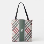 Beige Red Tartan Pset Monogram Canvas tas (Achterkant)