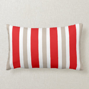 Beige Red & White Stripe Pillow Gift Kussen