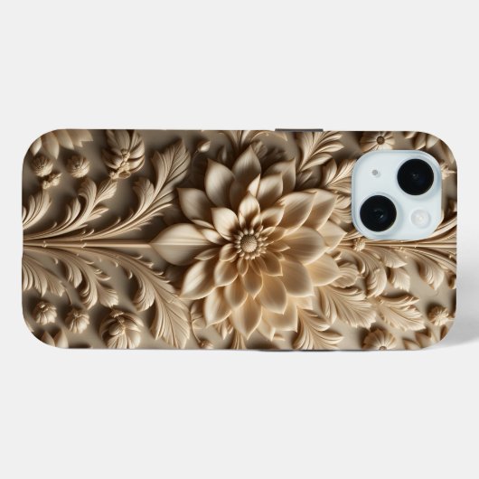 Beige Relief Bloom iPhone / iPad hoesje (Achterkant (horizontaal))